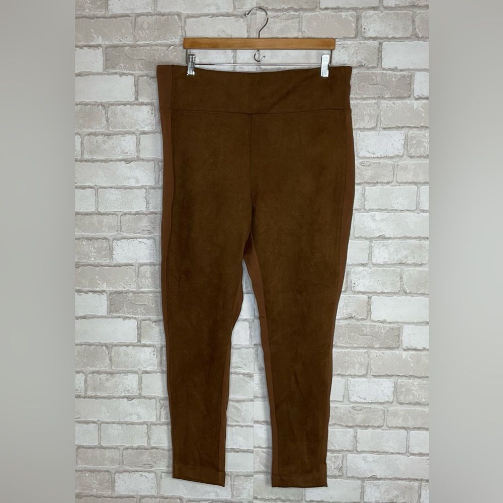 NWT Calvin Klein Faux Suede Blend Brown Leggings Size XL